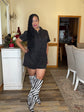 Mineral Wash Denim Romper-Black