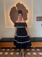 Black Off Shoulder Dress with Trim