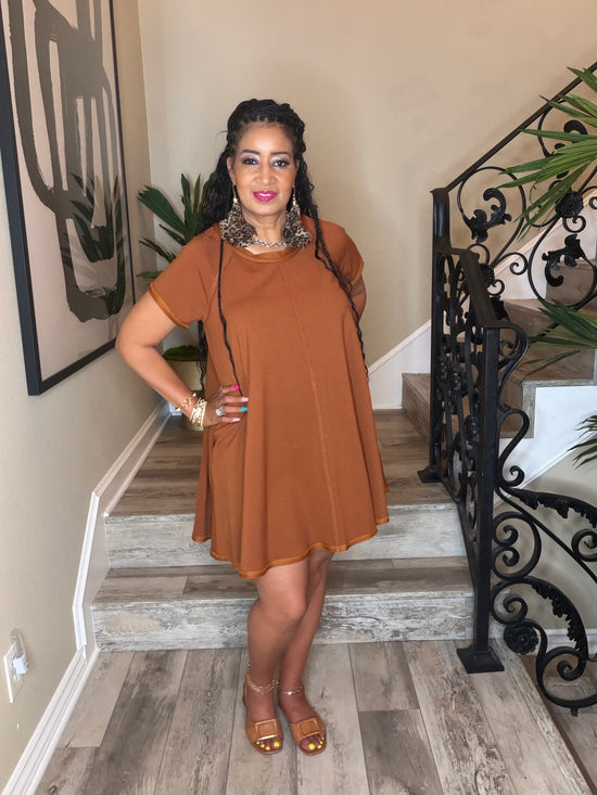 Cognac  Basic Dress