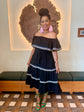 Black Off Shoulder Dress with Trim
