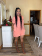 Mineral Wash Denim Romper-Coral