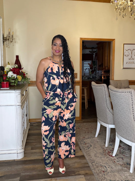 Coral Navy Jumpsuit