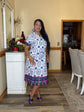Blue Print Tie up Dress