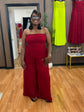 Burgundy Texture Jumpsuit