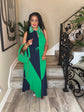 Green Navy Color Block Dress