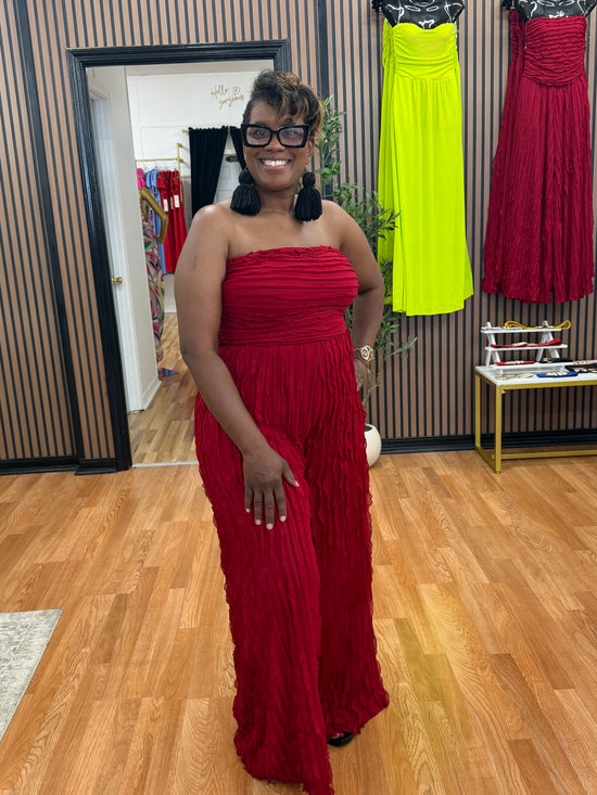 Burgundy Texture Jumpsuit