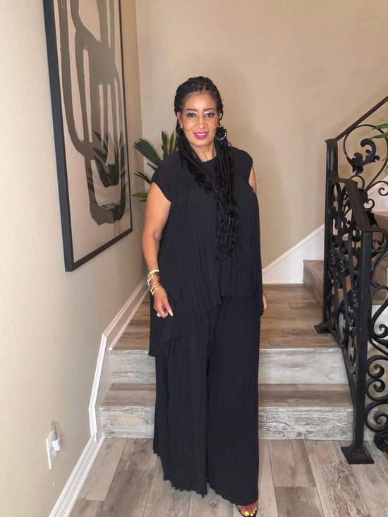 Black Pleated Pants Set