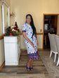 Blue Print Tie up Dress