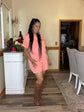 Mineral Wash Denim Romper-Coral