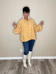 Oversize Ribbed Button Top-Mustard