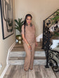 Brown Crinkle Pants Set