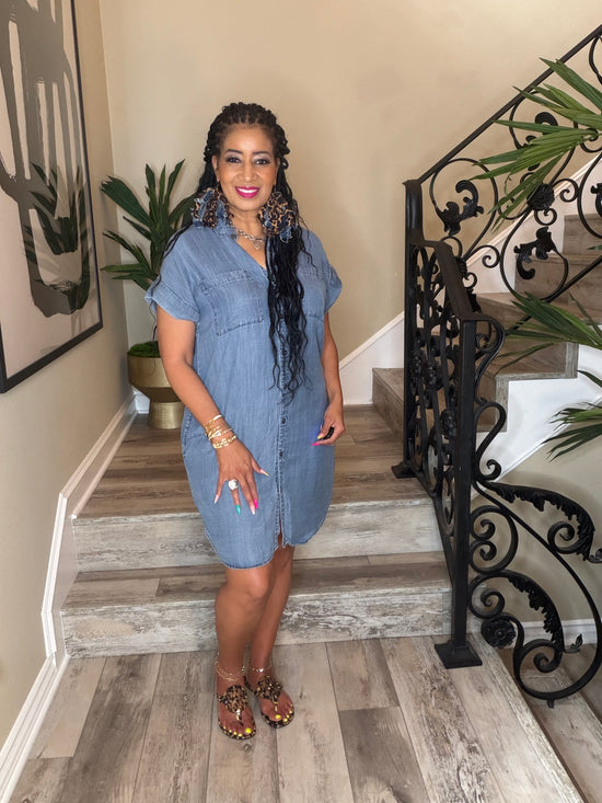 Denim Button Dress
