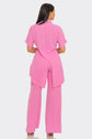 Pants Set with Slit Top-Pink