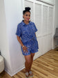 Royal Blue Crinkle Short Set