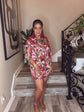 Olive Pink Floral Satin Short Set