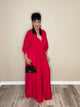 Bell Sleeve Maxi Wrap Dress -Red