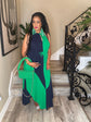 Green Navy Color Block Dress