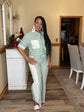 Green Stripe with Crochet Set