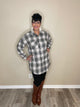 Plaid High Low Tunic Top-Olive