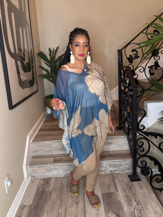 Sheer Blue Khaki Top