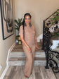 Brown Crinkle Pants Set