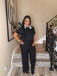 Black Crinkle Pants Set