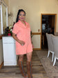 Mineral Wash Denim Romper-Coral