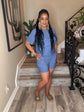 Denim Crinkle Short Set