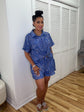 Royal Blue Crinkle Short Set