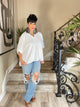 Plus and Regular V-NECK PUFF HALF SLEEVE TOP-Off White