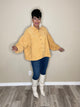 Oversize Ribbed Button Top-Mustard