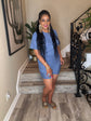 Denim Crinkle Short Set