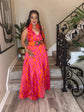Orange Pink Wrap Dress
