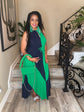 Green Navy Color Block Dress