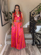 Orange Pink Wrap Dress