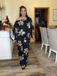 Black Floral Kimono Set