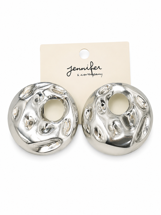 Silver Round Hole Earrings