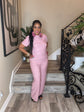 Pink Crinkle Pants Set