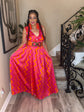 Orange Pink Wrap Dress