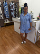 Blue and White Print Short Set