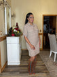 Roll Up Short Sleeve Dress-Tan
