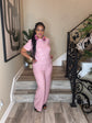 Pink Crinkle Pants Set