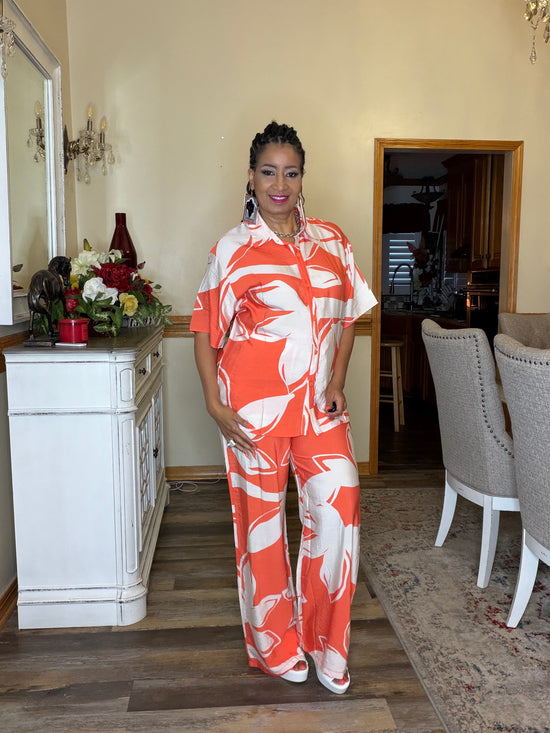 Coral Floral 2 Piece Set