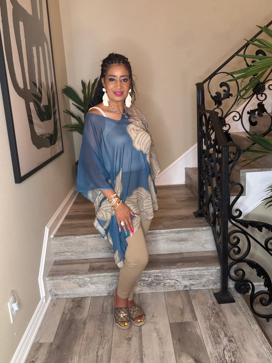 Sheer Blue Khaki Top