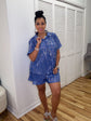 Royal Blue Crinkle Short Set