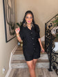 Black Crinkle Button Short Set