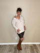 V-neck Button Waffle Knit Top-Oatmeal
