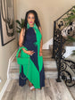 Green Navy Color Block Dress