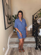 Demin Blue Crinkle Button Short Set