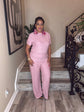 Pink Crinkle Pants Set